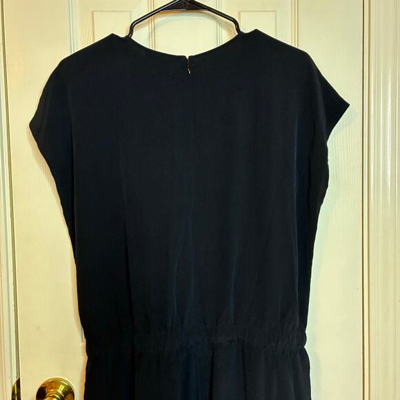Eileen Fisher NWT Wide Leg Crop Jumpsuit Wrap Size M Black Tencel Drawstring - Picture 10 of 11
